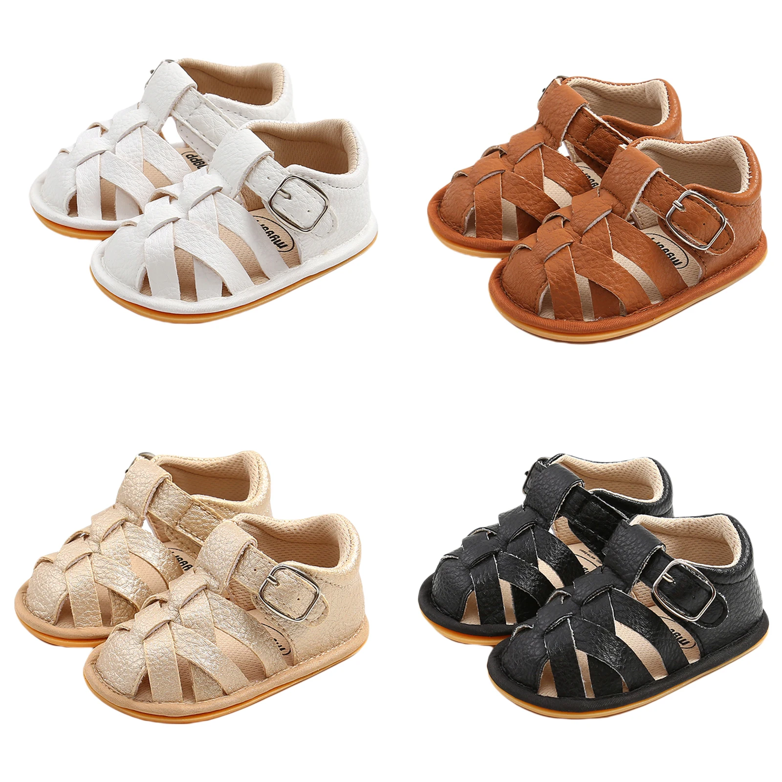 

Baby’s PU Leather Toddler Sandals Little Children Solid Color Soft Sole Anti-Slip Sport Shoes 0-18Months Baby Sandals for Girl