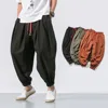 Pantalones bombachos de gran tamaño para hombre, chándal holgado de algodón y lino, estilo chino, informal, de alta calidad, novedad