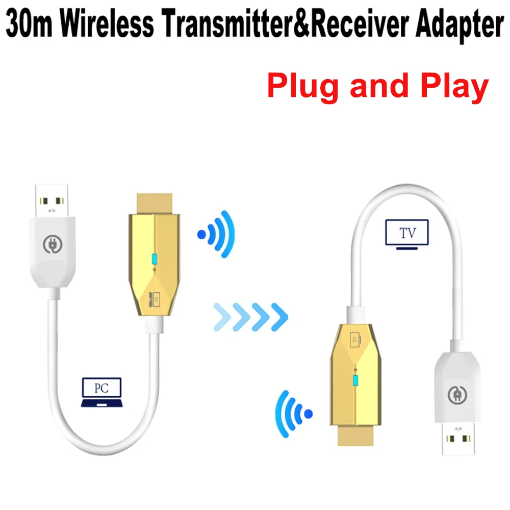 30M Usb Wireless Hdmi Extender Cable Audio Video Trasmettitore E Ricevitore Adattatore Display Per Fotocamera Pc A Tv Monitor Proiettore