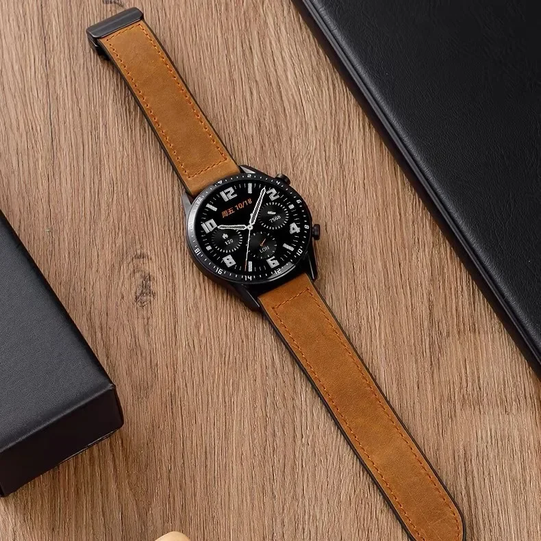 Premium 22mm Leather Silicone Magnetic Watch Band Strap