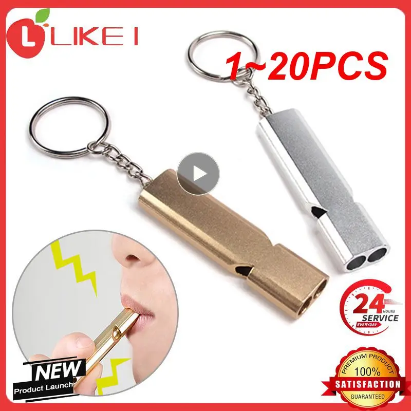 

1~20PCS Dual-tube Survival Whistle Portable Aluminum Safety Whistle For Outdoor Hiking Camping Survival Emergency Keychain Multi