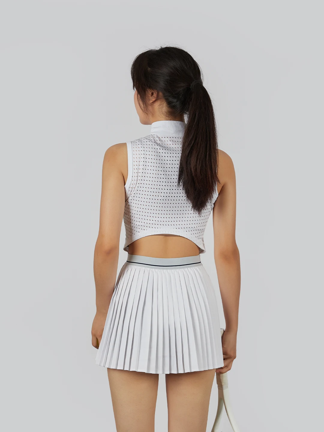 Sports Stand Up Collar Sleeveless Tennis Sports Dress Women's Polo Neck New Breathable Badminton Golf Dresses Pleats Skort