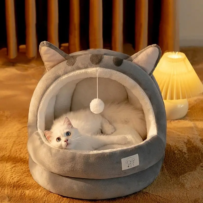 

Cat Nest And Kennel For All Seasons, Small Dog Teddy Removable And Washable Semi-enclosed Winter Warm Pet Supplies Bed