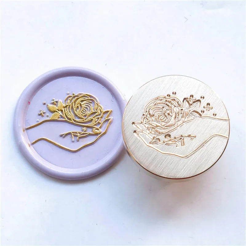 Scrapbooking & Stamps hot Flowers Leaf Lotus Rose Pattern Wax Seal Stamp Retro sealing wax stamp Replace head DIY Envelopes Invitation Card Decorate Gift clear stamps cheap Scrapbooking & Stamps