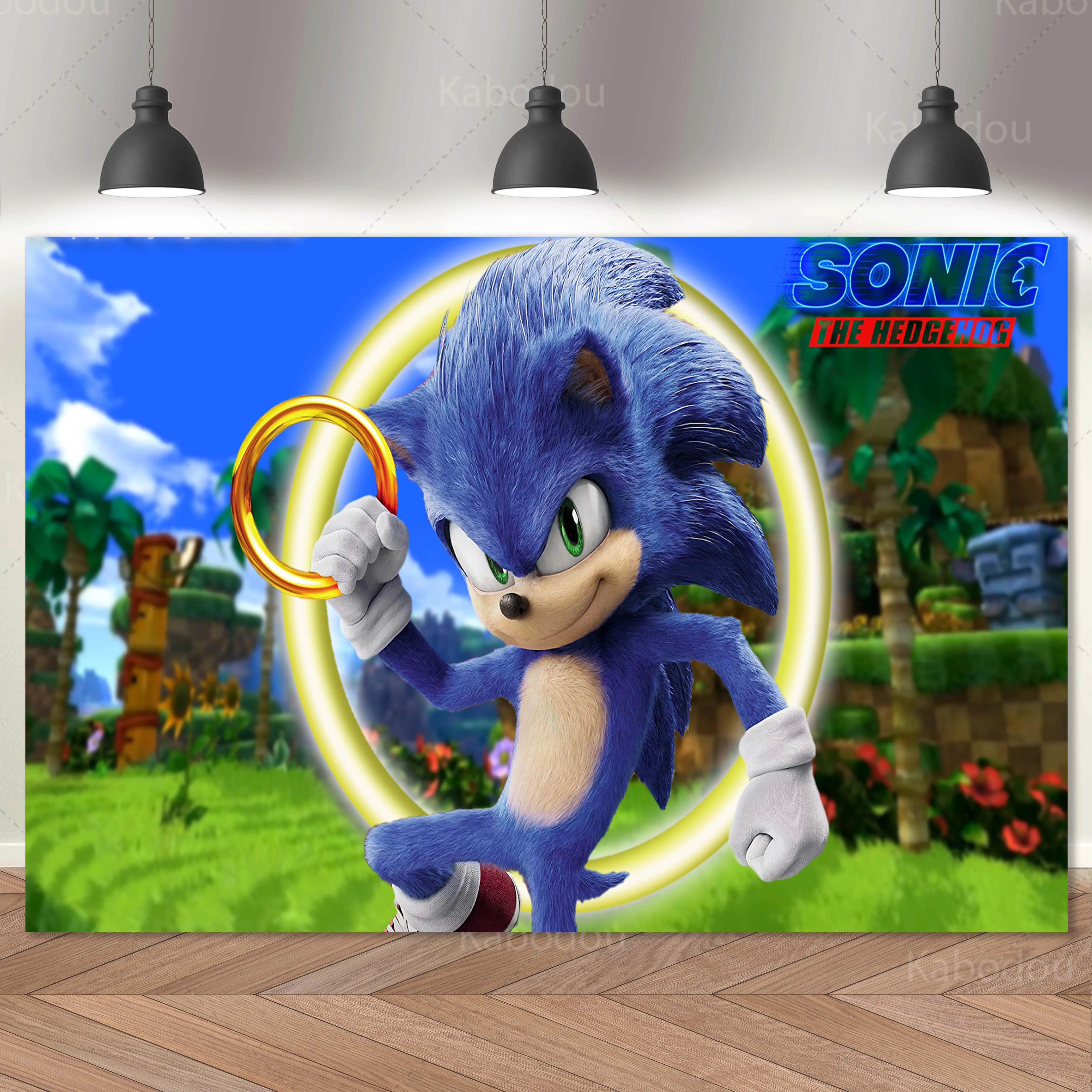thumbnail image 1 of Fondo de Sonic para fiesta de cumpleaños de niños, decoración con relámpagos, pancarta, póster, fondo de fotografía, accesorios para baby shower, 1 of 5