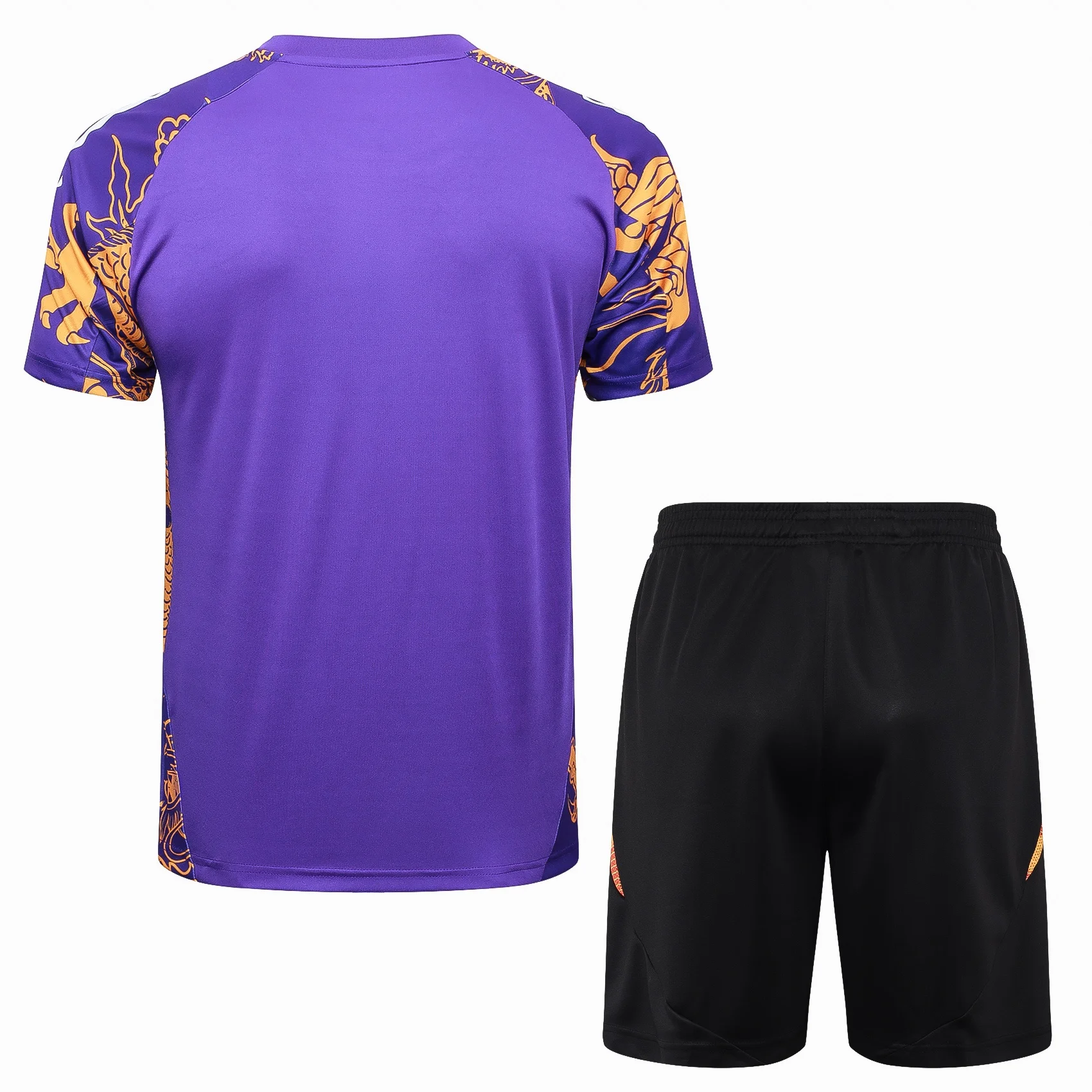 Adidas Soccer Jerseys Men Dragon Fashionable Short-sleeved Polyester Comfortable Trendy Training Suit Purple Black