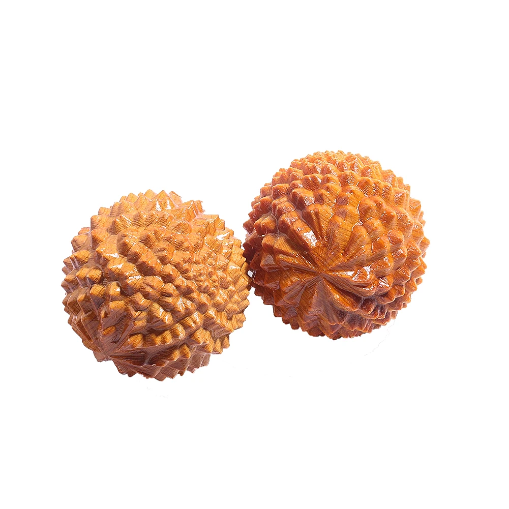2PC Thuja Wooden Hand Massage Ball Durian Fitness Handball Hand Exercising Yoga Meditation Therapy Stress Pressure Relief Tool