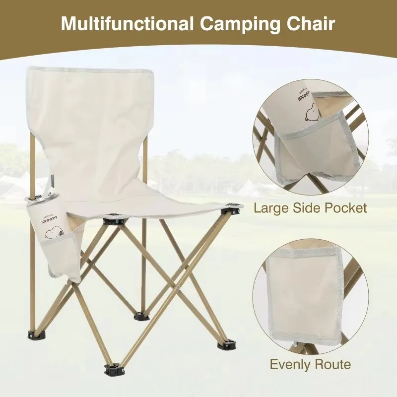 Folding Chair Folding Camping Chair Portable Oxford Cloth Chairs with Side Pocket High Load Fishing Chair Outdoor Travel Hiking Picnic Chairs