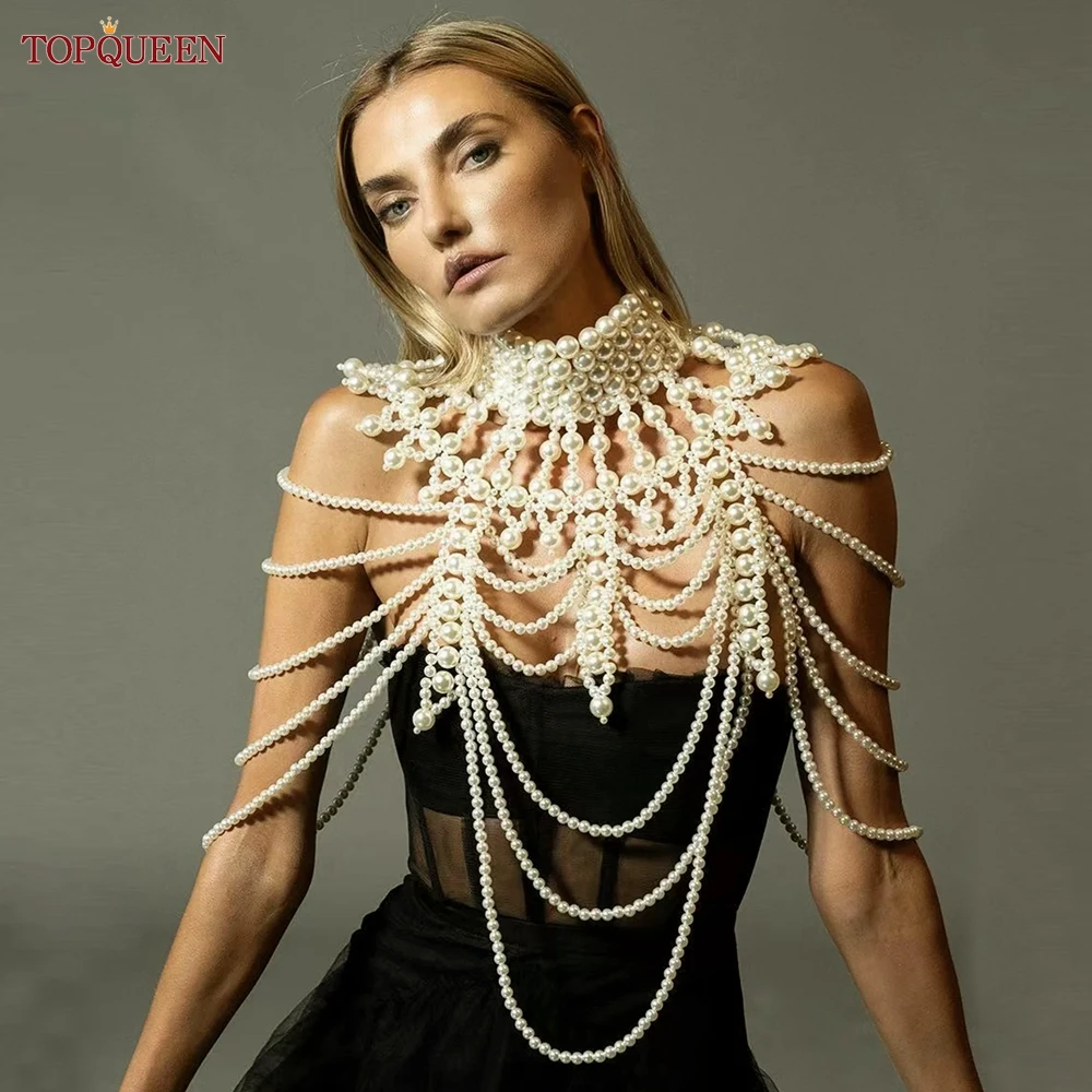 

TOPQUEEN G39 жемчужные бусины Сексуальная цепочка для тела нагрудная цепочка огромное ожерелье Великолепная ручная работа Сексуальная искусственная шлейка