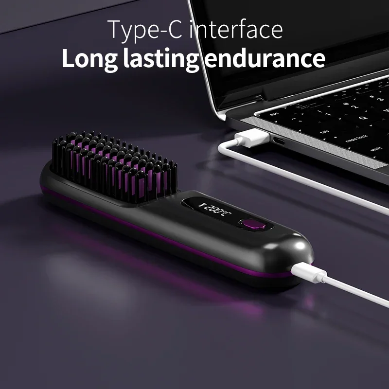 Electric LCD Usb Portable Wireless Heating Straight Hair Comb