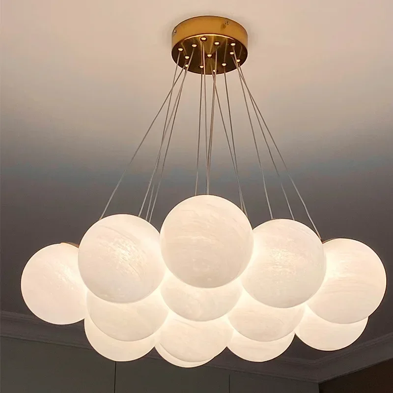 

Led Lights The White Glass Chandelier Simplicity Home Decor Suitable Hanging Lamps Bedroom Living Room Children's Study SANDYHA