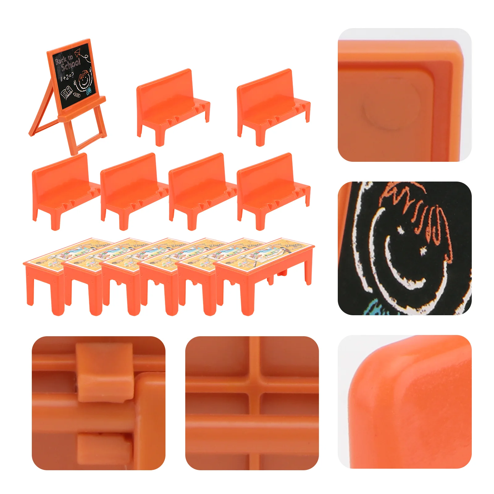 

Mini Classroom Furniture Set Dollhouse Kid Tabletop Easel Chair Chalkboard Miniature School Playset Miniature School Kid