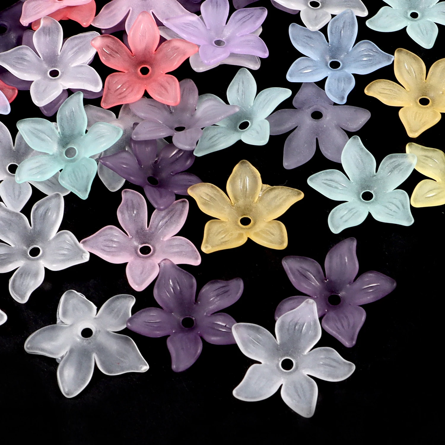 50/100 Stück Blumen-Perlen aus mattiertem Acryl, gemischte Farben, lose Abstandshalterperlen für die Schmuckherstellung, DIY-Armband, Halskette, Zubehör