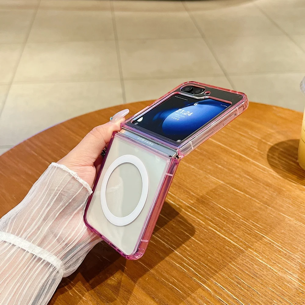 Double Gradient Clear Magnetic Case For Samsung Galaxy Z Flip_voghion.com