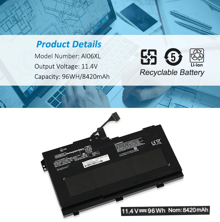 Kingsener-bateria para Laptop hp Zbook 17 Série g3 Hstnn-lb6x Hstnn-c86c 808397421 808451001 808451-002 Ai06 11.4v 96wh Ai06xl - Imagem 4
