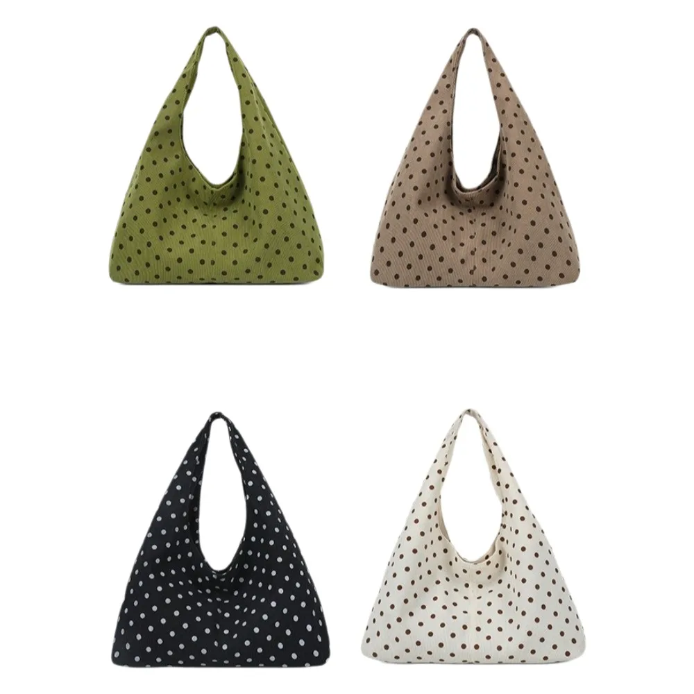 Borsa a Tracolla in Tela Casual e Spaziosa, Grande Capacità, Comoda Borsa Tote a Pois, Stile Coreano, Resistente Borsa Hobo da Viaggio - immagine 6