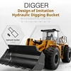 New 583 Alloy Engineering Vehicle Remote Control Shovel Hydraulic Bulldozer Professional Bulldozer Electric Toy Loading Vehicle 4