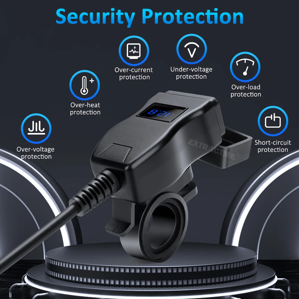 Presa USB Moto 48W QC3.0 E PD Type-C Impermeabile IP65 - Ricarica Rapida Doppia Porta Per Smartphone, Per Moto 12V/24V, Facile Installazione