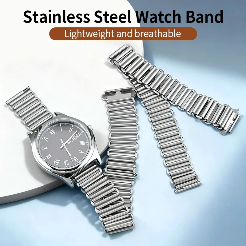 Sleek Stainless Steel Ladder-Style Universal Quick-Release Watch Band
