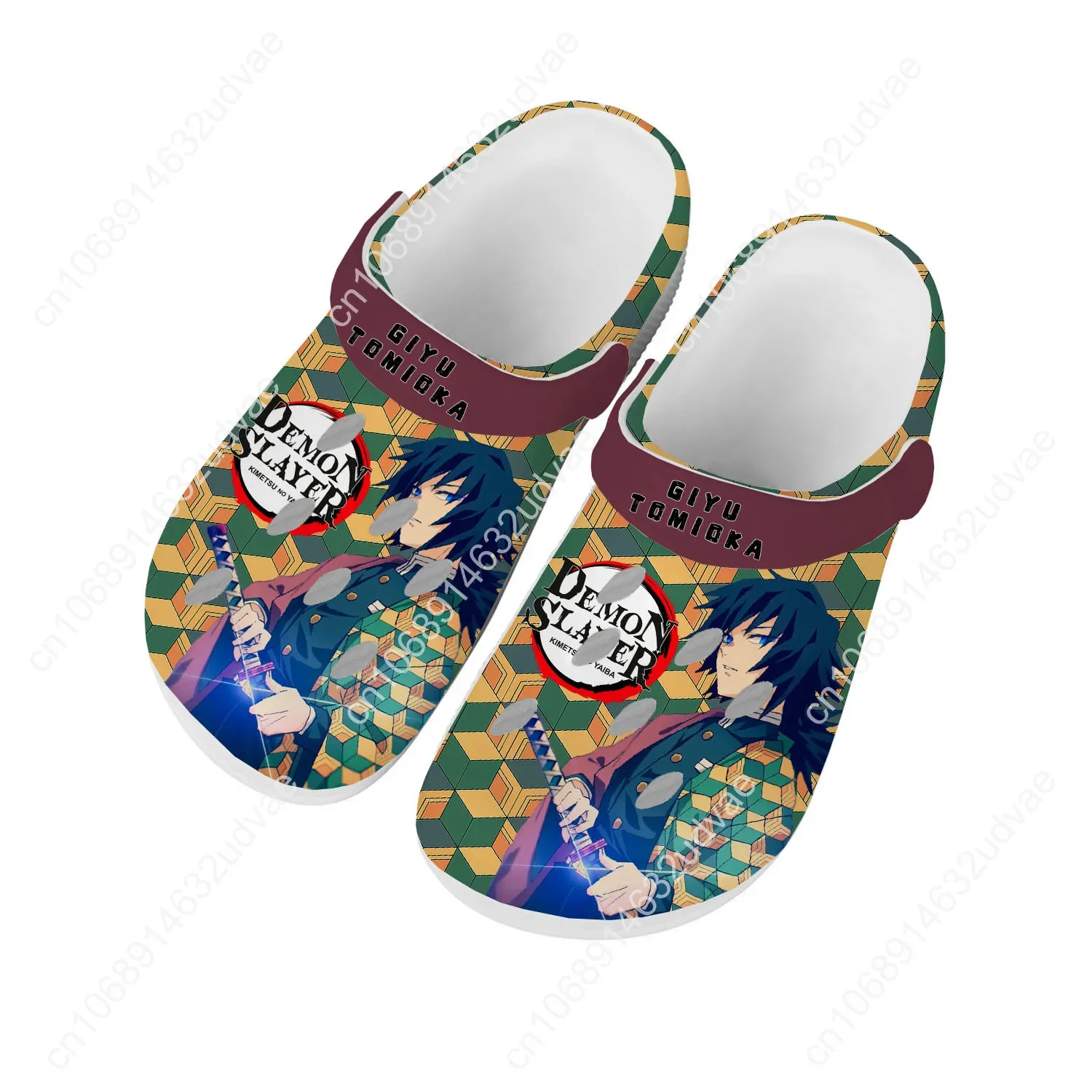 Japan Anime Cartoon Giyu Tomioka Water Pillar Fashion Home Clogs Custom Water Shoes Mens Womens Teenager Garden Hole Slipper