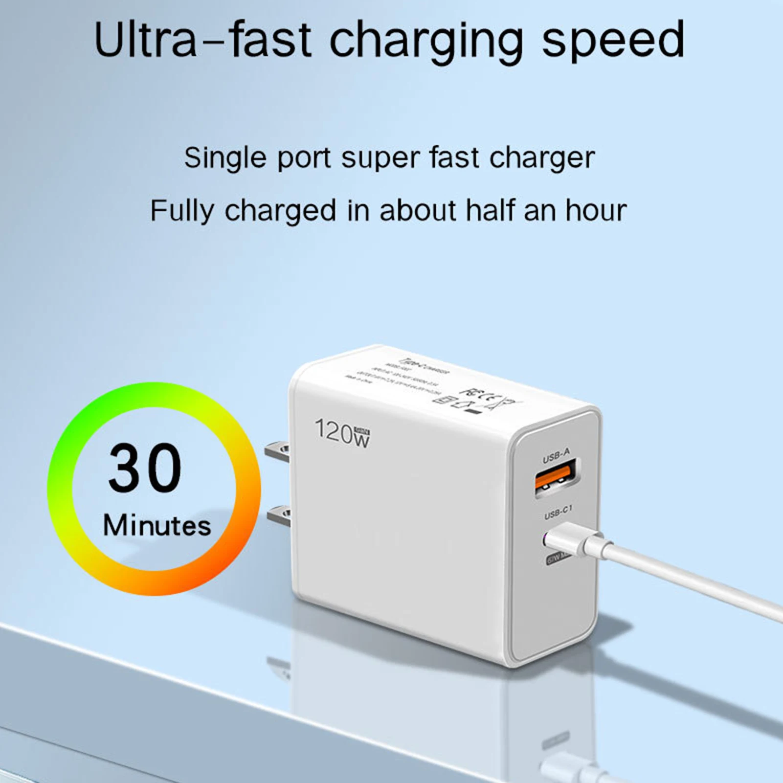 120W EU US Plug Fast USB Charger Wall Phone Charger Adapter for Phone Duals Port 2A Output Travel Charger