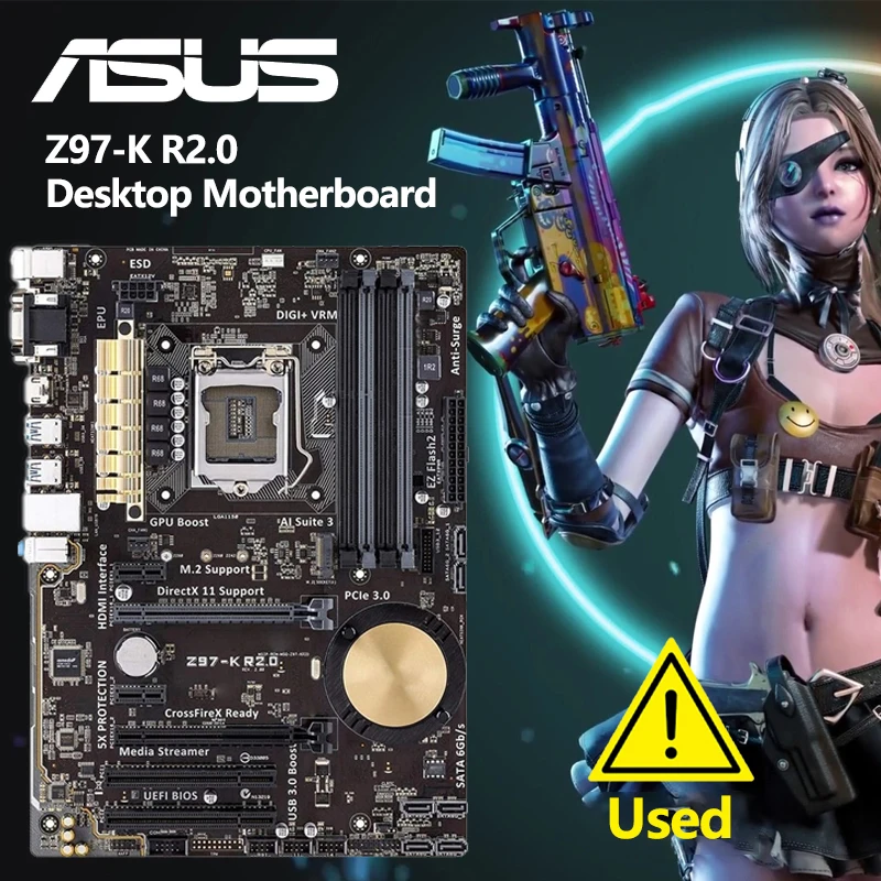 Scheda Madre Desktop Asus Z97-K R2.0 Usata Z97 Socket Lga 1150 I7 I5 I3 Ddr3 32G Sata3 Atx