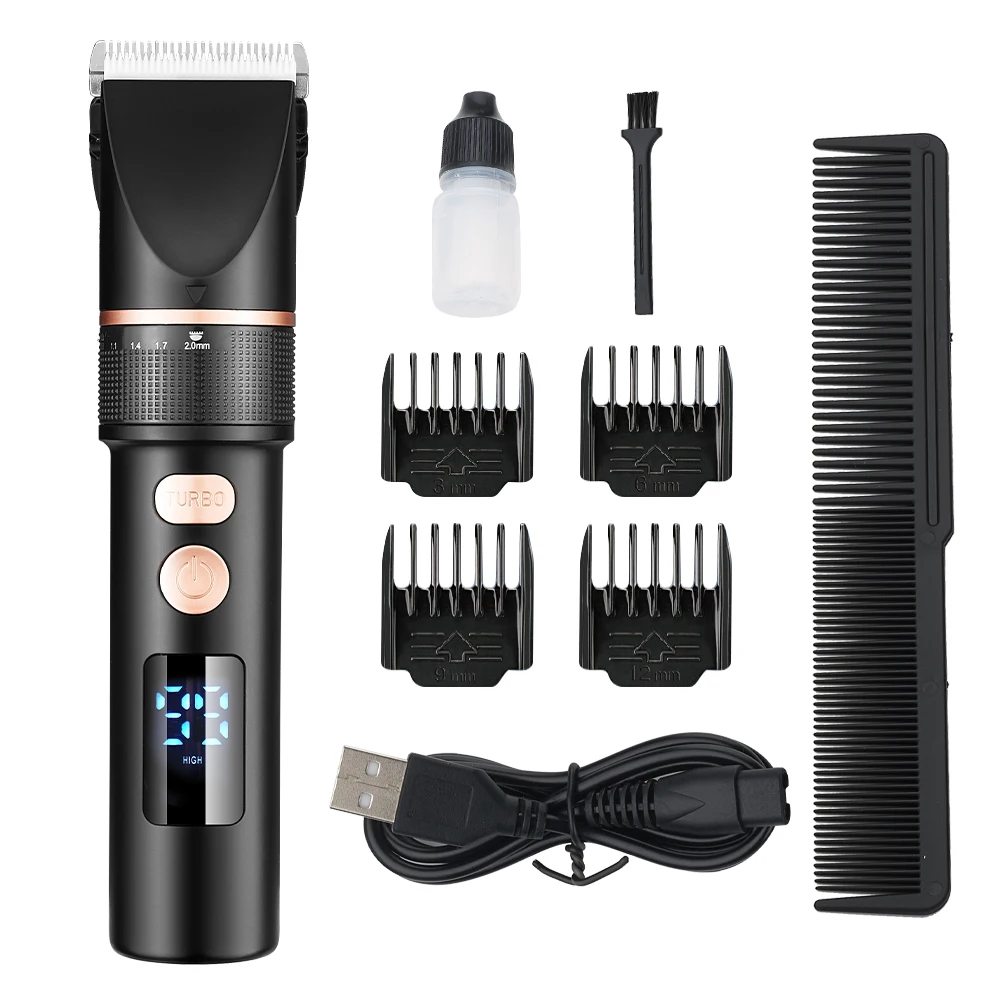 Electric Hair Clipper LCD Display Rechargeable Hair Trimmer for Men Barber Titanium Ceramic Blade Salon Cutting Machine hair clipper