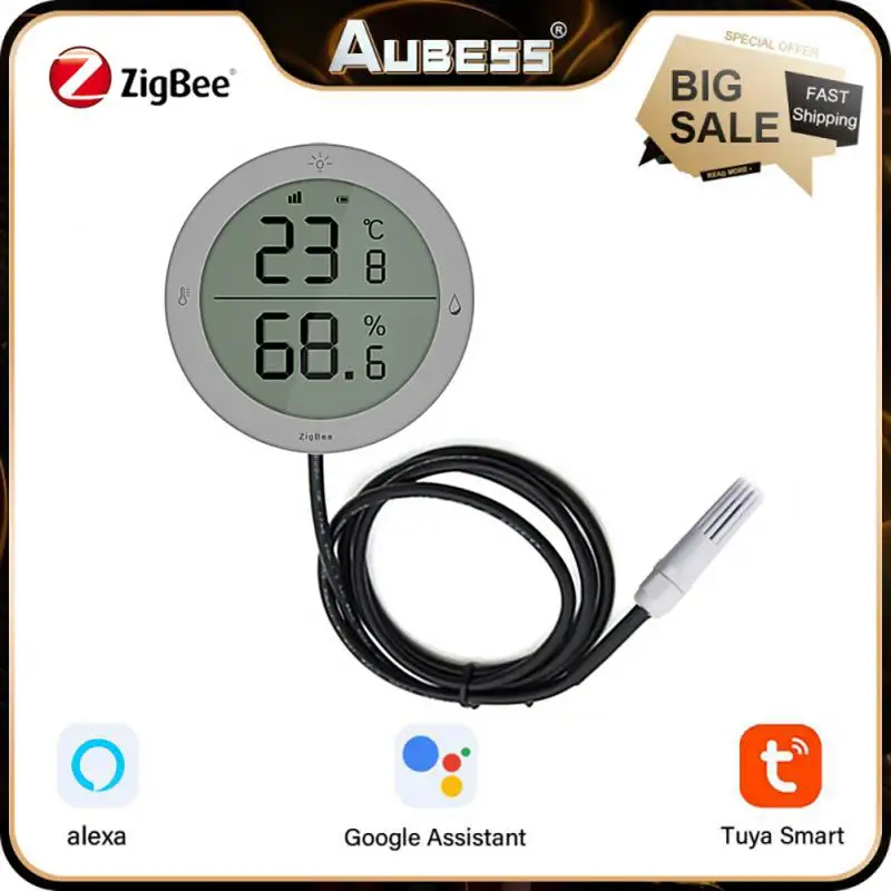 

TUYA Zigbee Professional Temperature And Humidity Sensor For Agricultural Laboratory With Wire Probe Work With Alexa Google Home