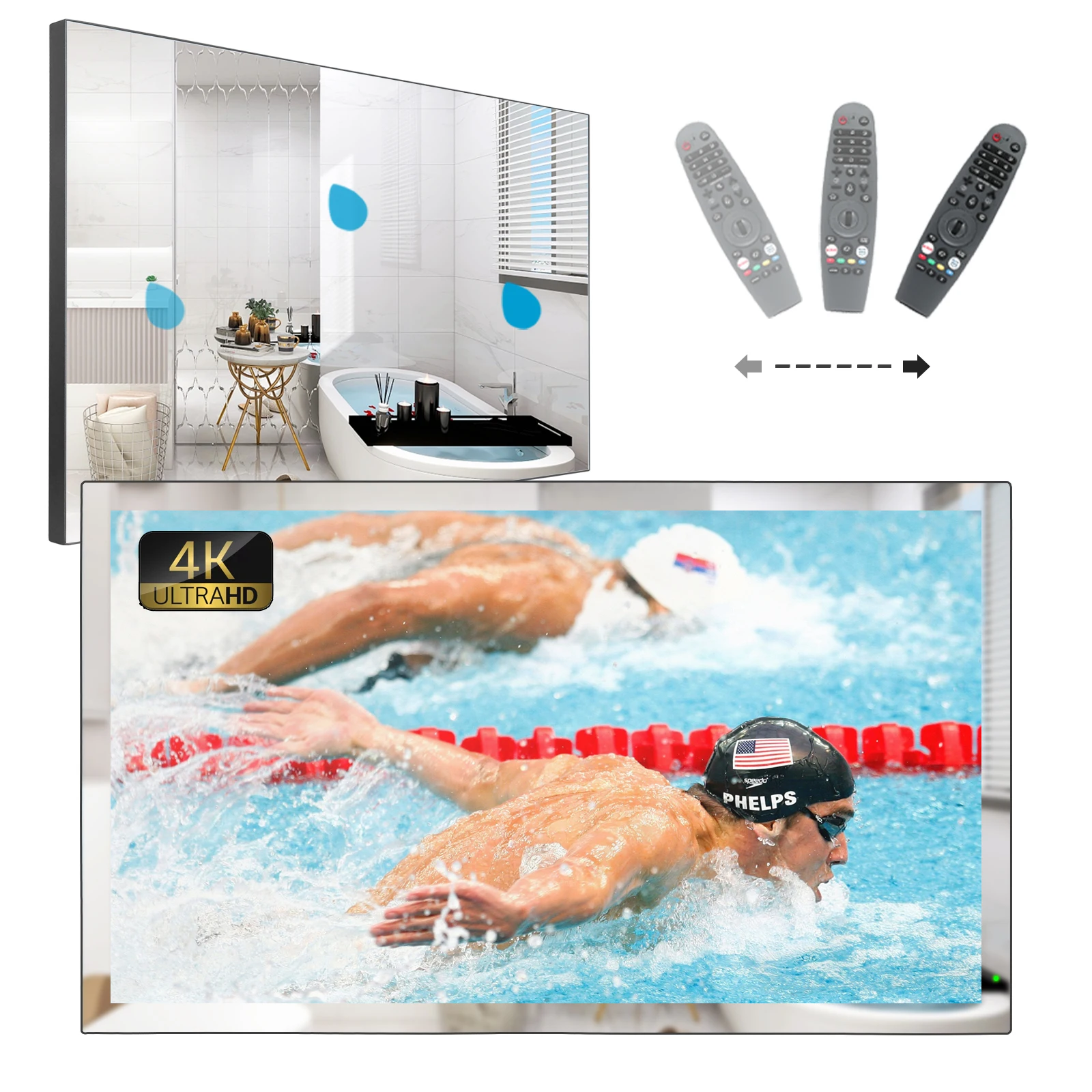 Souria 32 Pollici Bagno Led Televisione Specchio Smart Led Tv Impermeabile Dtv Wifi Integrato Bluetooth Webos Lg Controllo Vocale Alexa