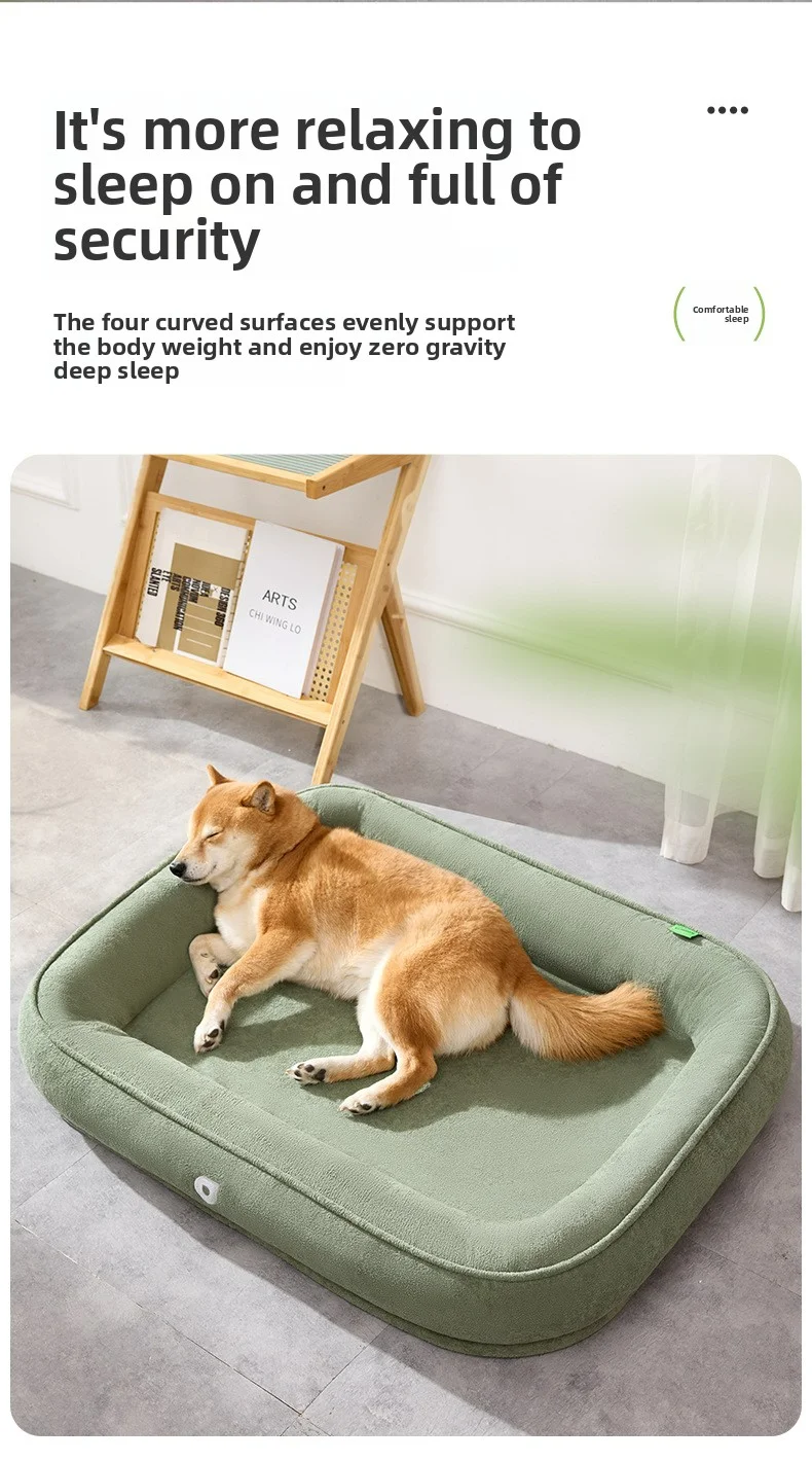 Cama ortopédica ComfortPro em uso e detalhes do tecido