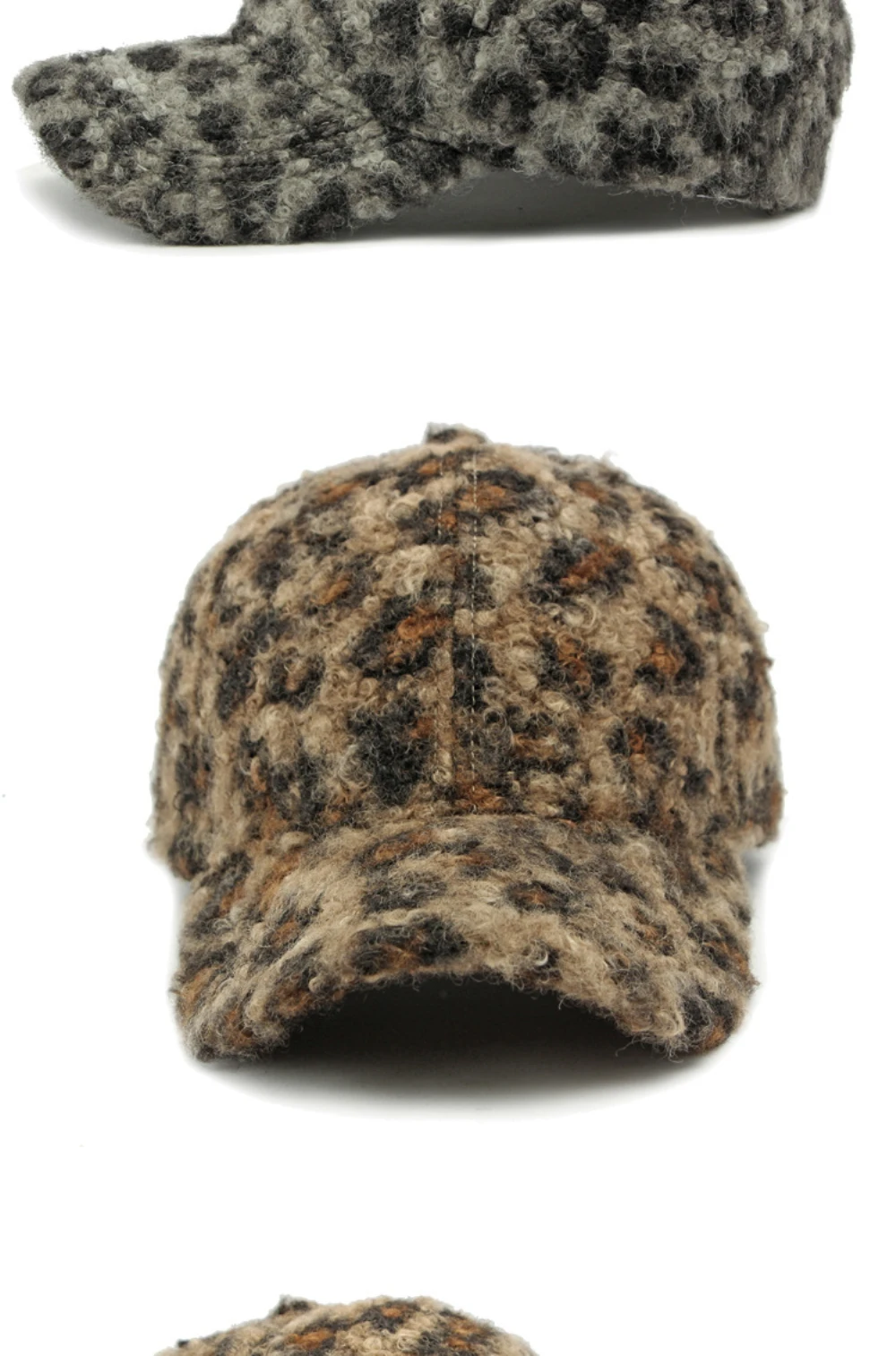 HT5003 Dicke warme Baseballkappe mit Leopardenmuster, für Herren und Damen, verstellbare Hysteresenkappe, männlich und weiblich, 6 Panels, Winter-Baseballmütze – Detail 9