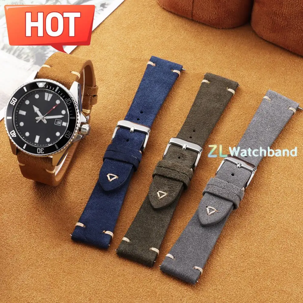 Soft Suede Calfskin Quick Release Watch Strap - Business Bracelet