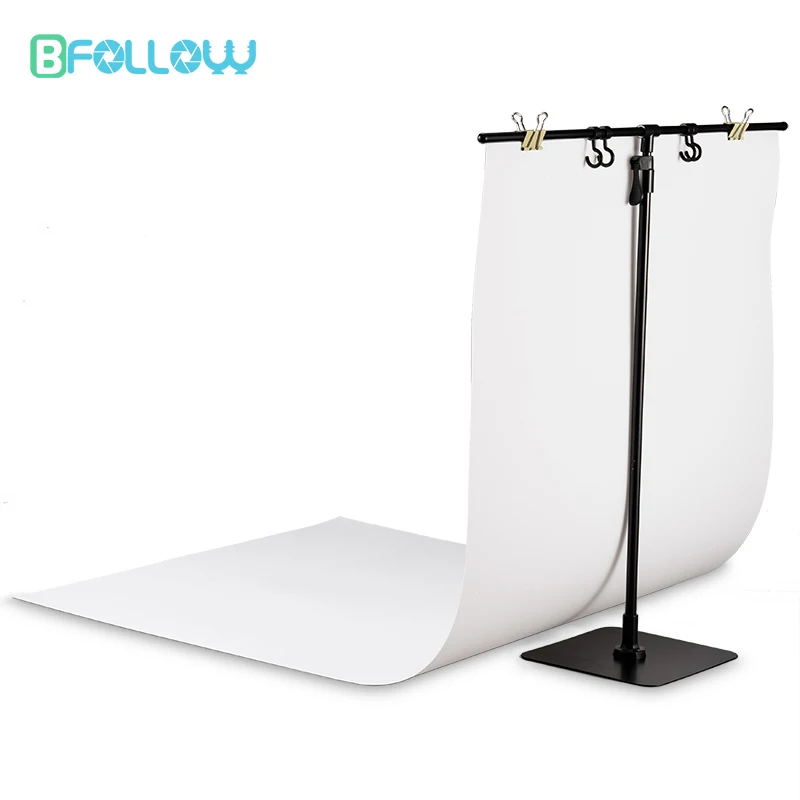 BFOLLOW T Shape Background Stand with PVC Backdrop Kit for Product Photography Desktop Photo Shooting Props Studio Set