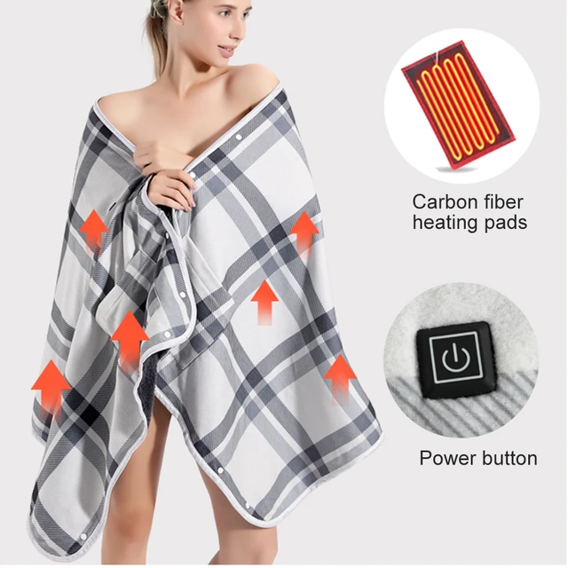 Couverture chauffante électrique à double usage, Poncho en peluche portable  pour la maison et le bureau, accessoires de sport d'hiver - AliExpress