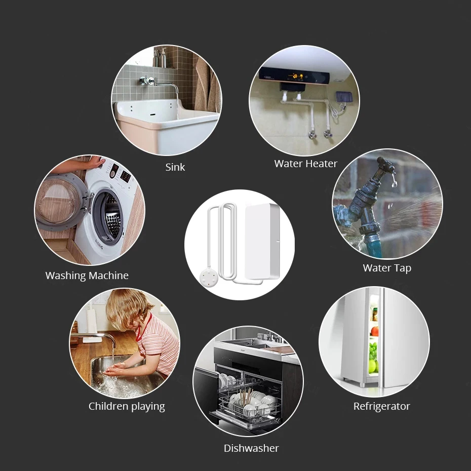 Tuya Smart Wifi Water Leakage Alarm Independent WIFI Water Leak Sensor Detector Flood Alert Overflow Security Alarm System Tuya