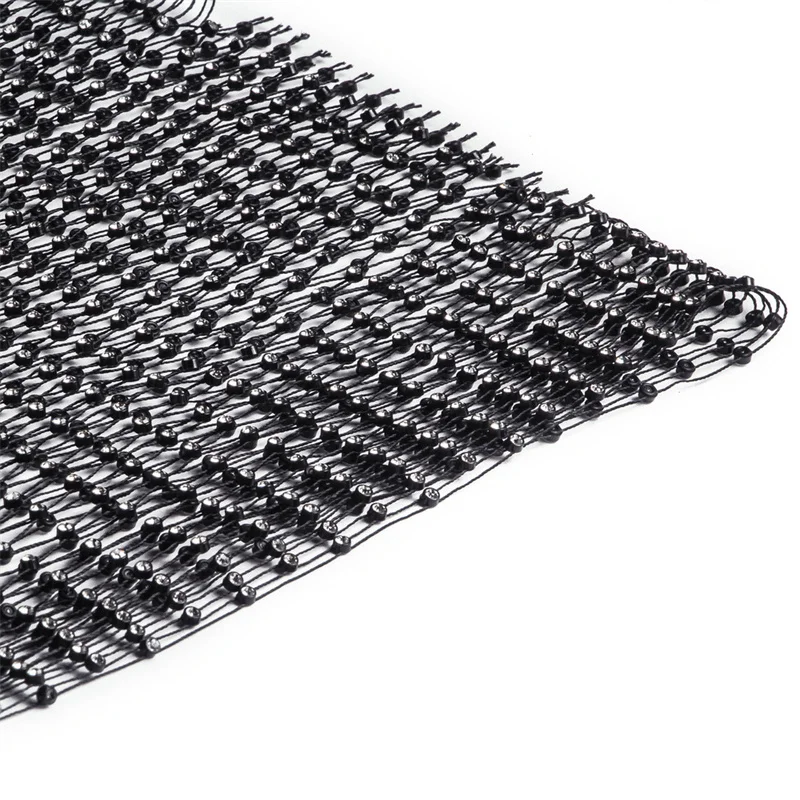 Neue Glänzende Strass Solide Sleeveless Frauen Midi Kleid Luxus Glitter Kristall Aushöhlen Fishnet Grid Sehen Durch Dünne Kleider – Detail 8