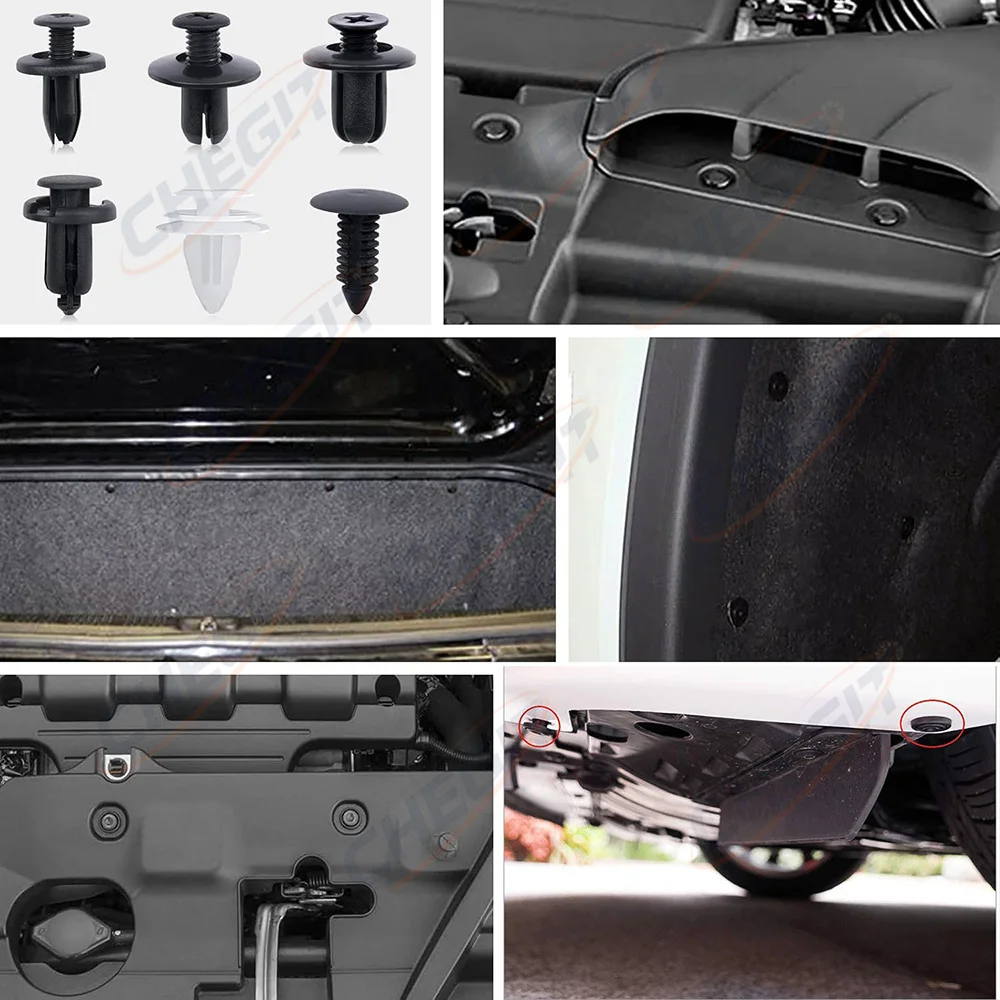 100pcs Mixed Size Car Plastic Retainer Clips Automobile Fender Push Pin Rivet Door Trim Panel Retainer Car Bumper Fasteners Tool