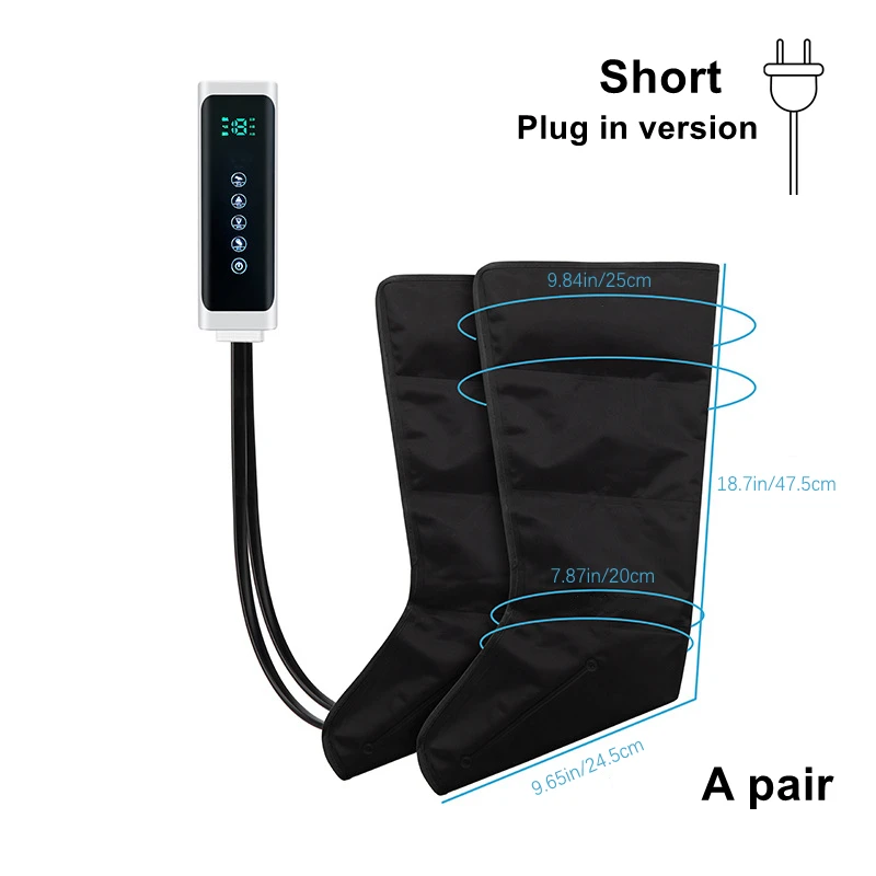 Masseur électrique pneumatique pour les jambes, pétrissage et compression, version étendue pour une relaxation profonde des cuisses, des mollets et des pieds, livré avec télécommande