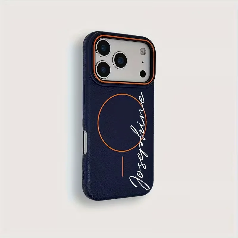 Personalized Customized Name Thin Circle Magnetic Lychee Patterned Fashion TPU