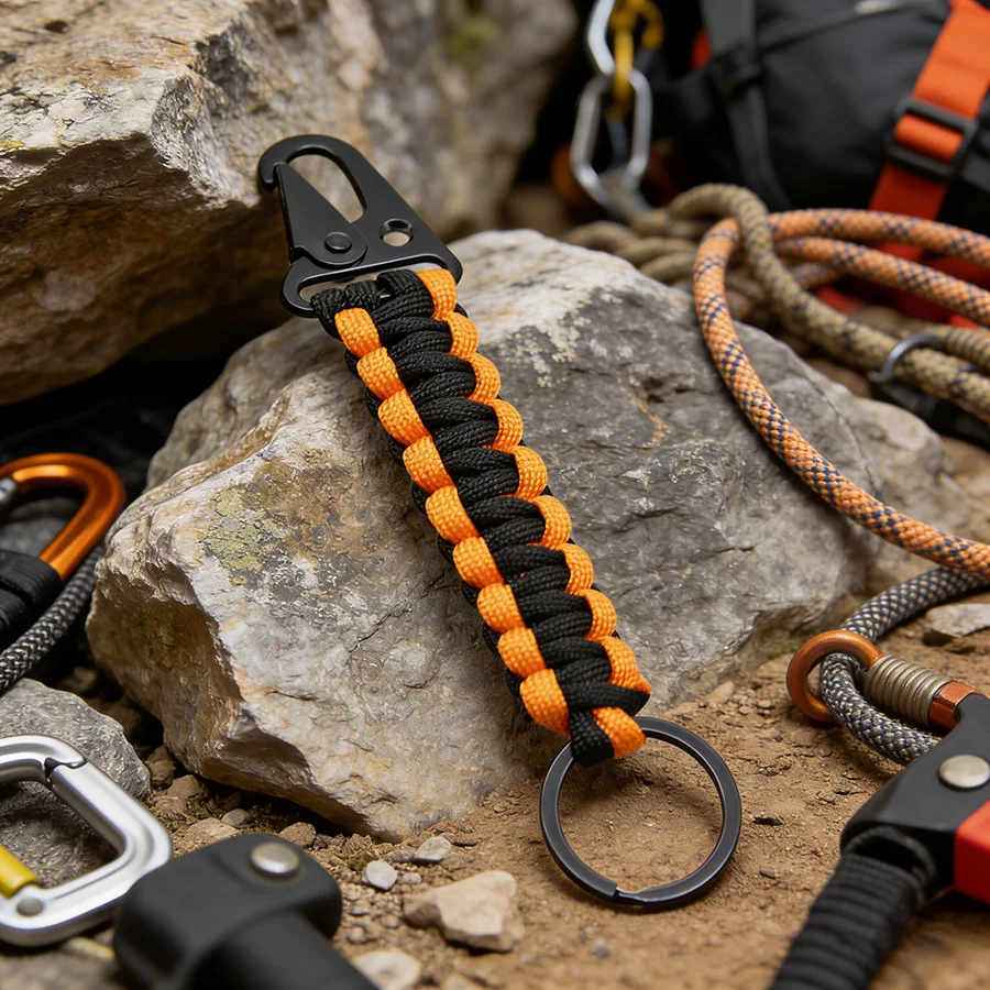 Noter Neuer handgefertigter Outdoor-Bergsteiger-Schlüsselanhänger für Männer und Frauen, hohe Qualität, 4 Farben erhältlich, Rucksack-Anhänger, Charm-Schlüsselanhänger
