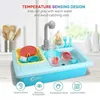 CUTE STONE Color Changing Kitchen Sink Toys, Electric Dishwasher Playing Toy with Running Water, Upgraded Faucet, Automatic Wat