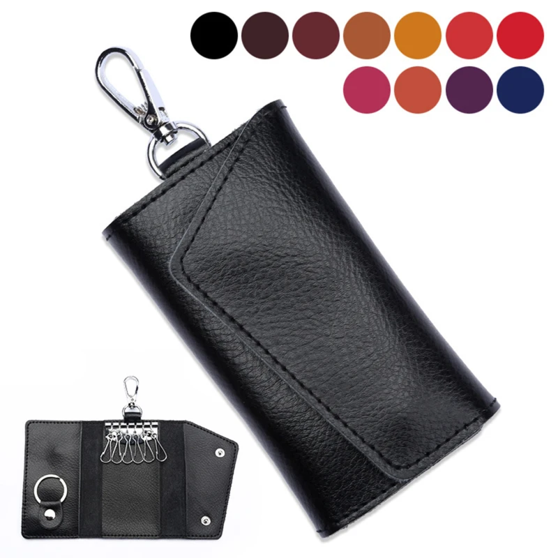 

Genuine Leather Keychain Men Women Key Holder Organizer Pouch Cow Split Car Key Wallet Housekeeper Key Case Mini Card Bag New