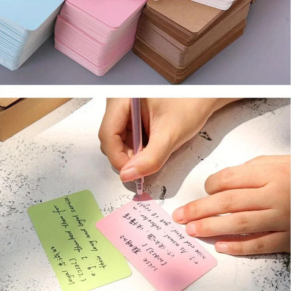 100Pcs/box Kraft Paper Card Color Blank Business Card Message Thank You Card Writing Card Label Bookmark Learning Card 2