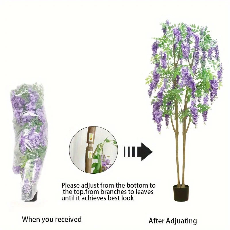 70.8in Artificial wisteria Tree Indoor Plant Tall Fake Tropical Paradise Palm Tree in Pot for Home Office Living Room Decor