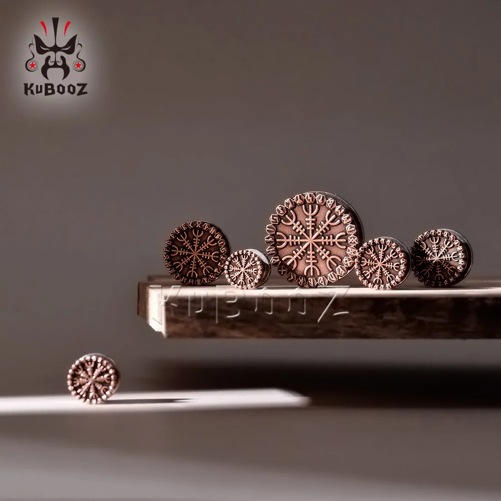 KUBOOZ 빈티지 스테인레스 스틸 신비한 룬 이어 플러그, 피어싱 터널 확장기, 바디 쥬얼리 귀걸이 게이지 스트레처, 2 개