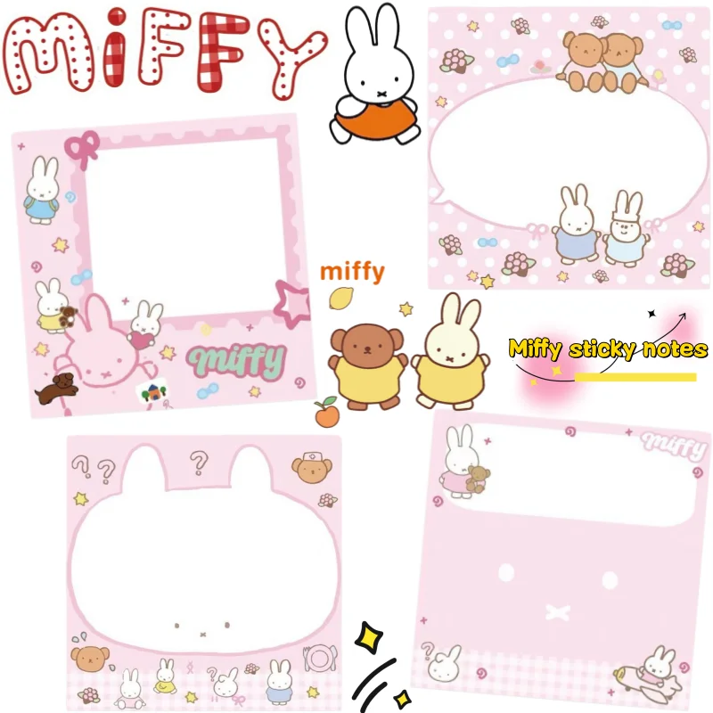 Miffy Boris 50-teiliges Notizpapier, kreativer, hochwertiger Cartoon-Druck, einfaches, niedliches, ultradickes, tragbares, nicht klebendes Notizbuch