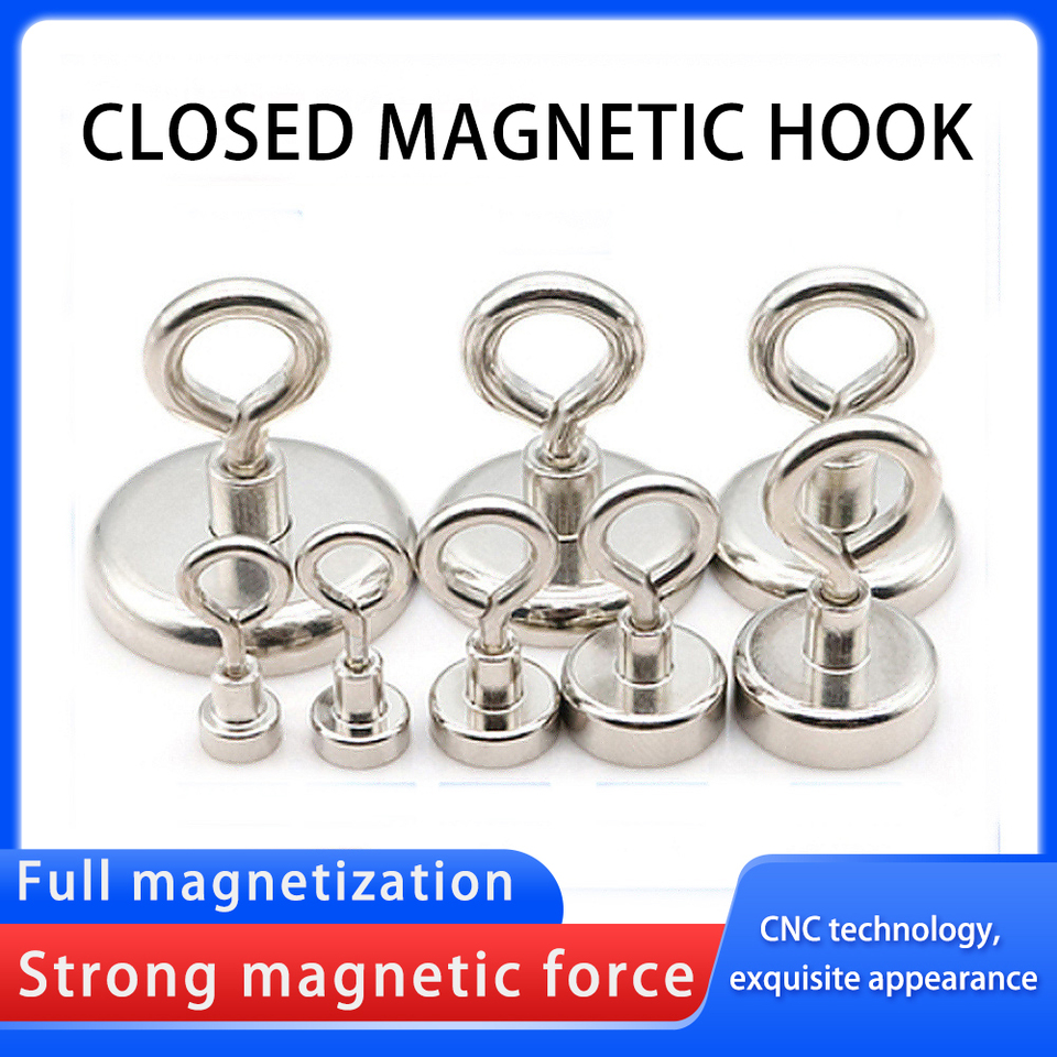 F8~F60 Strong Neodymium Magnet Pot Fishing Salvage Magnet Neodymium Round Strong Magnetic Hook Sucker Magnet Searcher