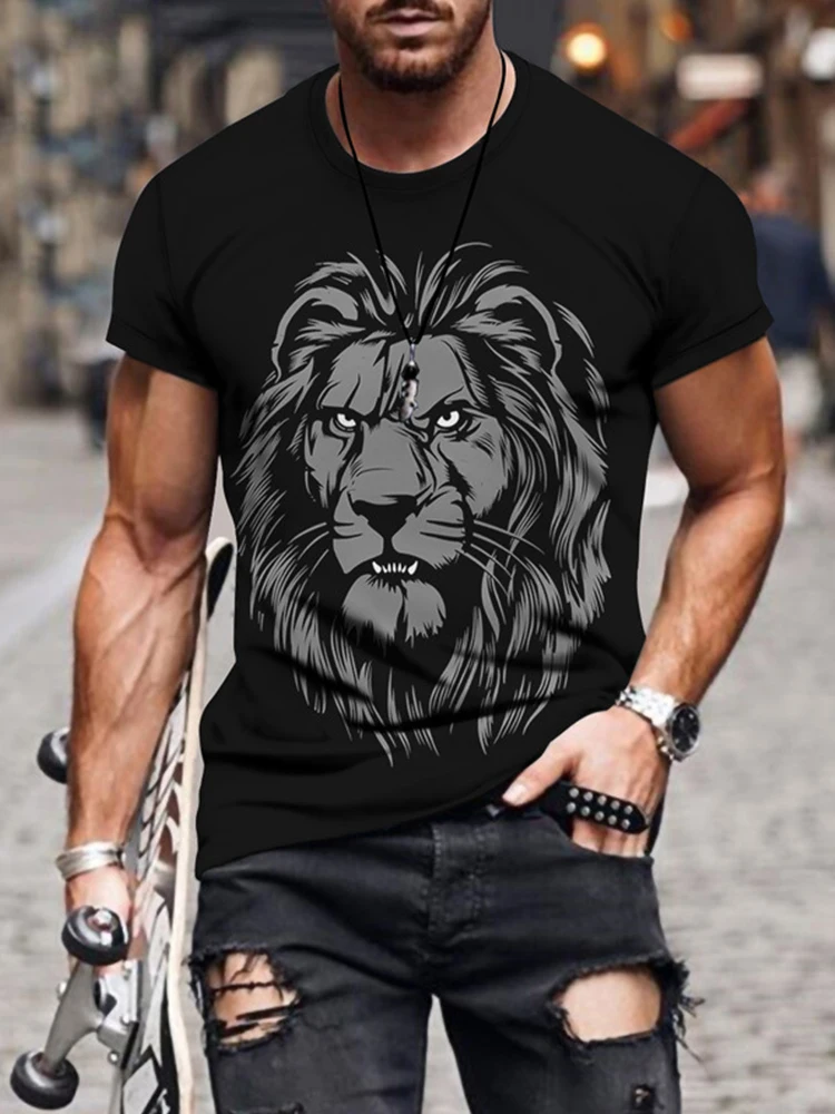 Summer Men's T-shirt Fashion Tiger  3D Shirt Casual Street Style Short-Sleeved Funny Harajuku All-match Top 6xl
