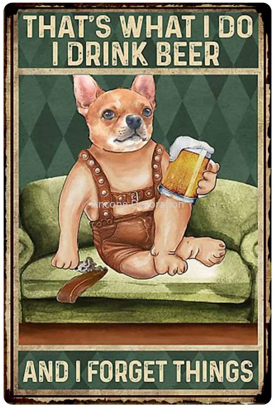 

Beer Can Metal Tin Sign Dog Drinking Beer This Is The Retro Poster I Will Drink Bar Club Restaurant Wall Decoration
