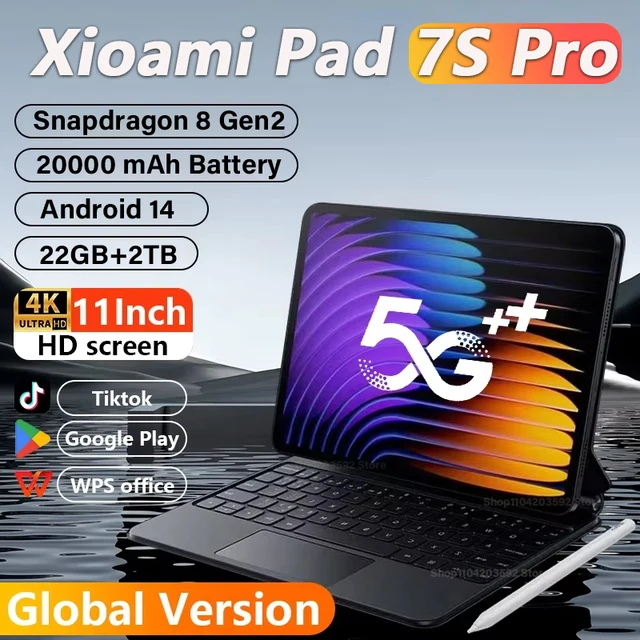 2025 NEW original Pad 7S Pro Tablet Android 14 Snapdragon 8 Gen2 Call Phone Tablets GPS 5G WiFi Dual SIM HD 4K Mi Tab